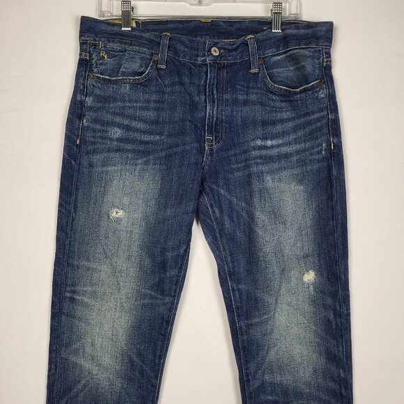 Polo Ralph Lauren Astor Slim Boyfriend Jeans Women's 29 Dark Wash Distressed - Picture 3 of 12